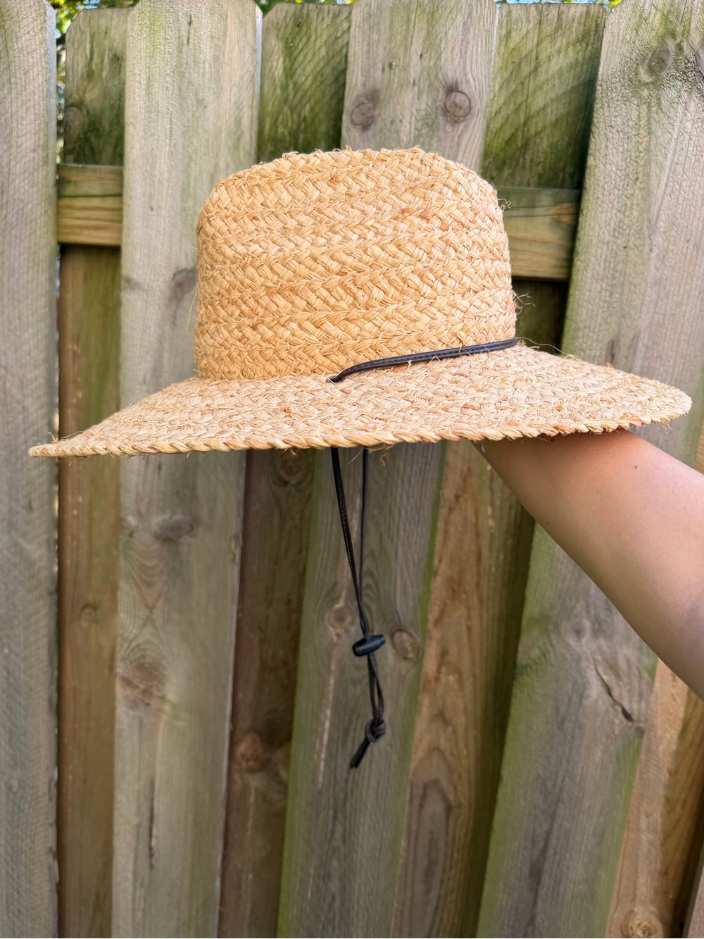 Scala Raffia Straw Lifeguard Sun Hat Drawstring Handmade Size L/XL